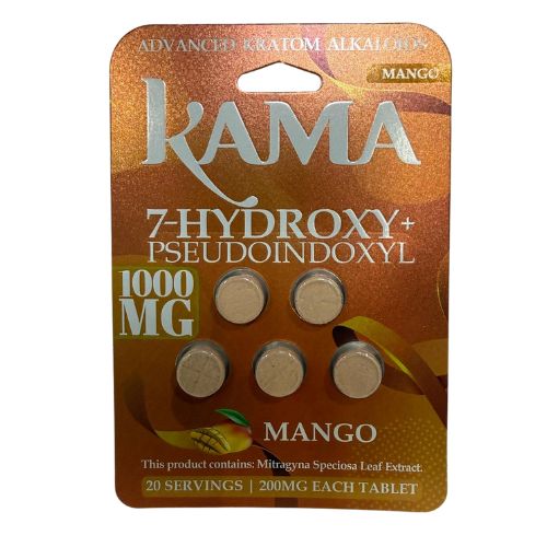 Kama 7-Hydroxy + Pseudoindoxyl - 5 Tablets - 1000mg, Choose A Flavor: Mango