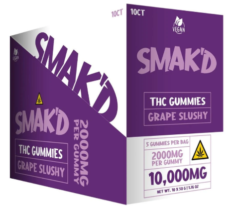 Smak'd 5ct Vegan THC Gummies - 10,000mg (5x2,000mg)