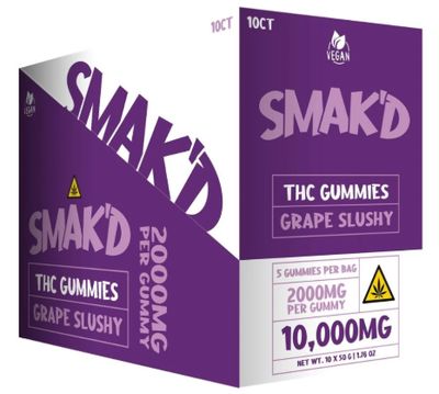 Smak'd 5ct Vegan THC Gummies - 10,000mg (5x2,000mg)