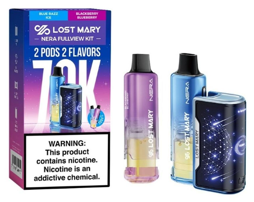 Lost Mary Nera Fullview 70k KIT, Choose A Flavor: Blackberry Blueberry / Blue Razz Ice