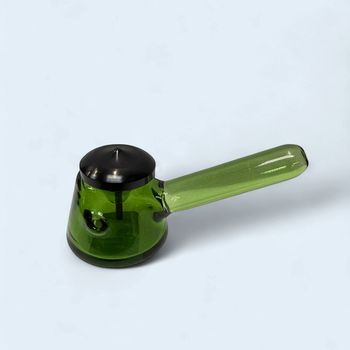 Small Green Modernist Hand Pipe with Metal Cap