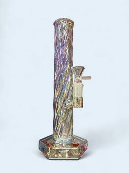 10" Twisted Iridized Star Base Straight Water Pipe