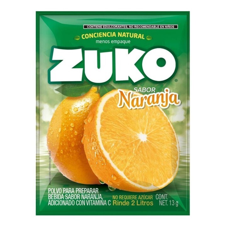 BEBIDA EN POLVO ZUKO SABOR NARANJA 13 G