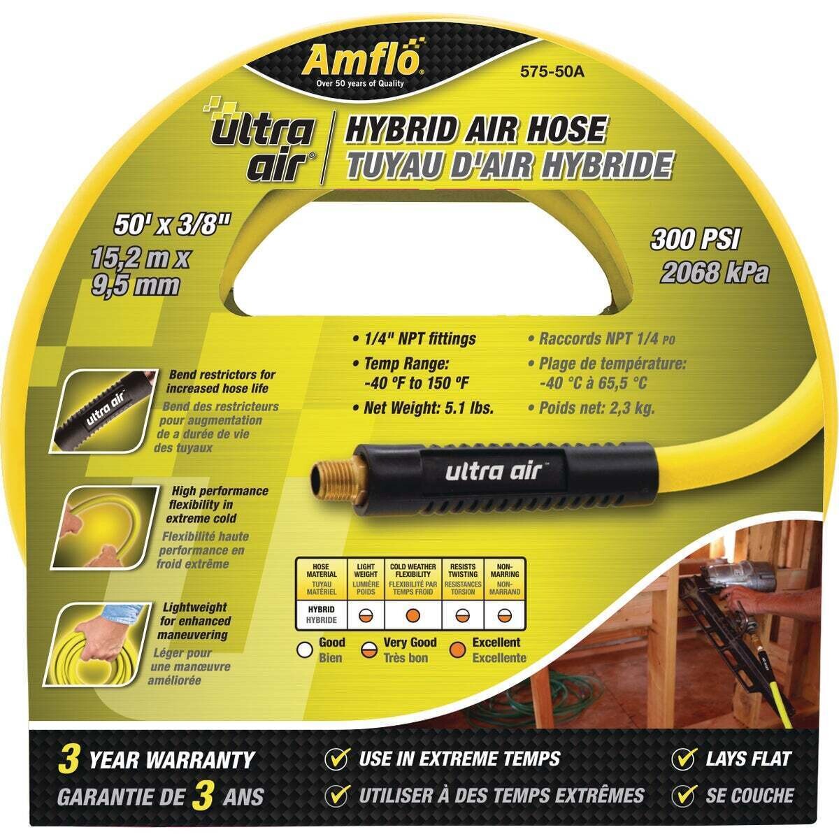 Amflo UltraAir 3/8&quot; x 50&#39; PVC/Rubber Air Hose