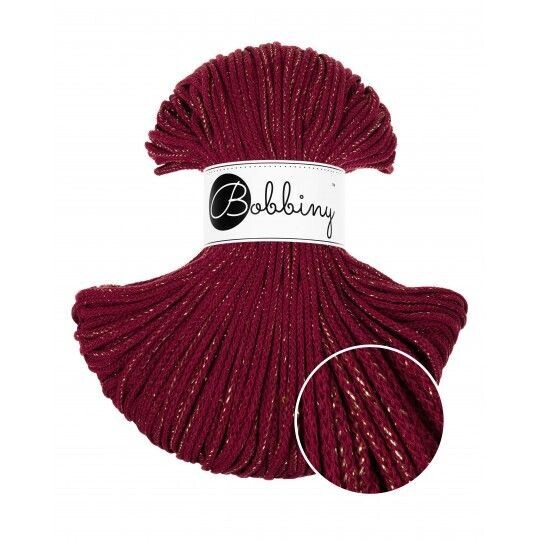 Bobbiny Junior 3mm geflochten, Golden Wine Red Bobbiny Junior 3mm geflochten, Golden Wine Red