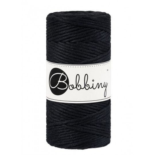 Bobbiny Makramee Kordel 3mm verzwirnt, Black Bobbiny Makramee Kordel 3mm verzwirnt, Black