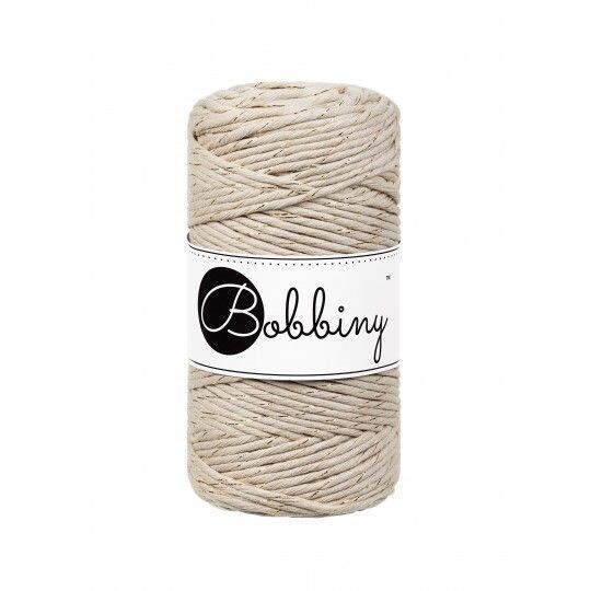 Bobbiny Makramee Kordel 3mm verzwirnt, Golden Beige Bobbiny Makramee Kordel 3mm verzwirnt, Golden Beige