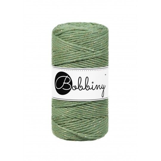 Bobbiny Makramee Kordel 3mm verzwirnt, Golden Eucalyptus Green Bobbiny Makramee Kordel 3mm verzwirnt, Golden Eucalyptus Green