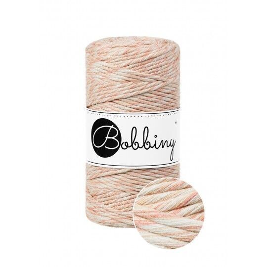 Bobbiny Makramee Kordel 3mm verzwirnt, Peach Shake Bobbiny Makramee Kordel 3mm verzwirnt, Peach Shake