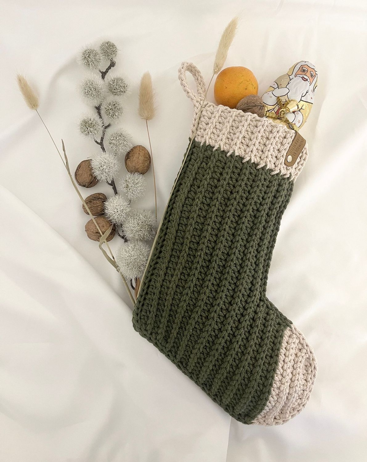 Nikolausstiefel Avocado & Nude
