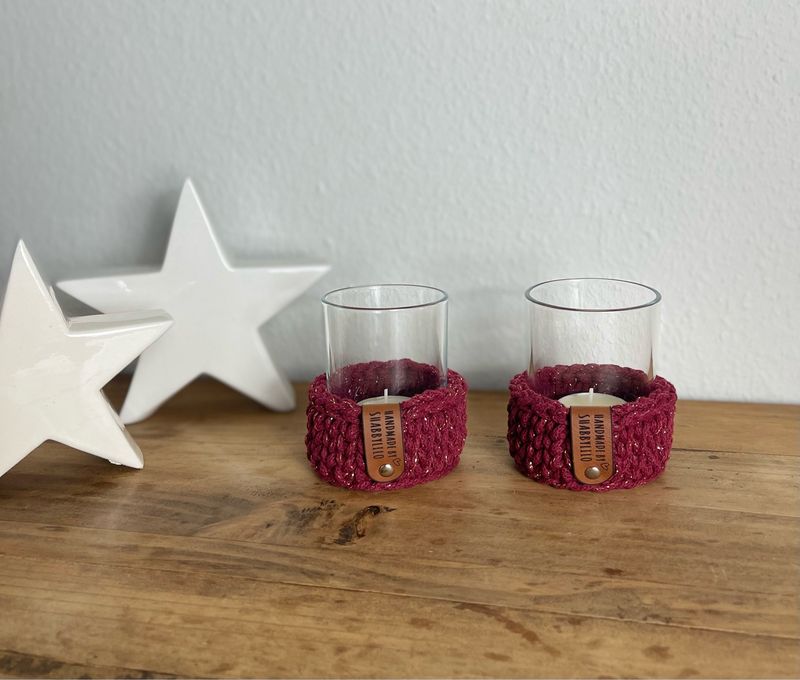 Teelichthalter "Golden Wine Red"
