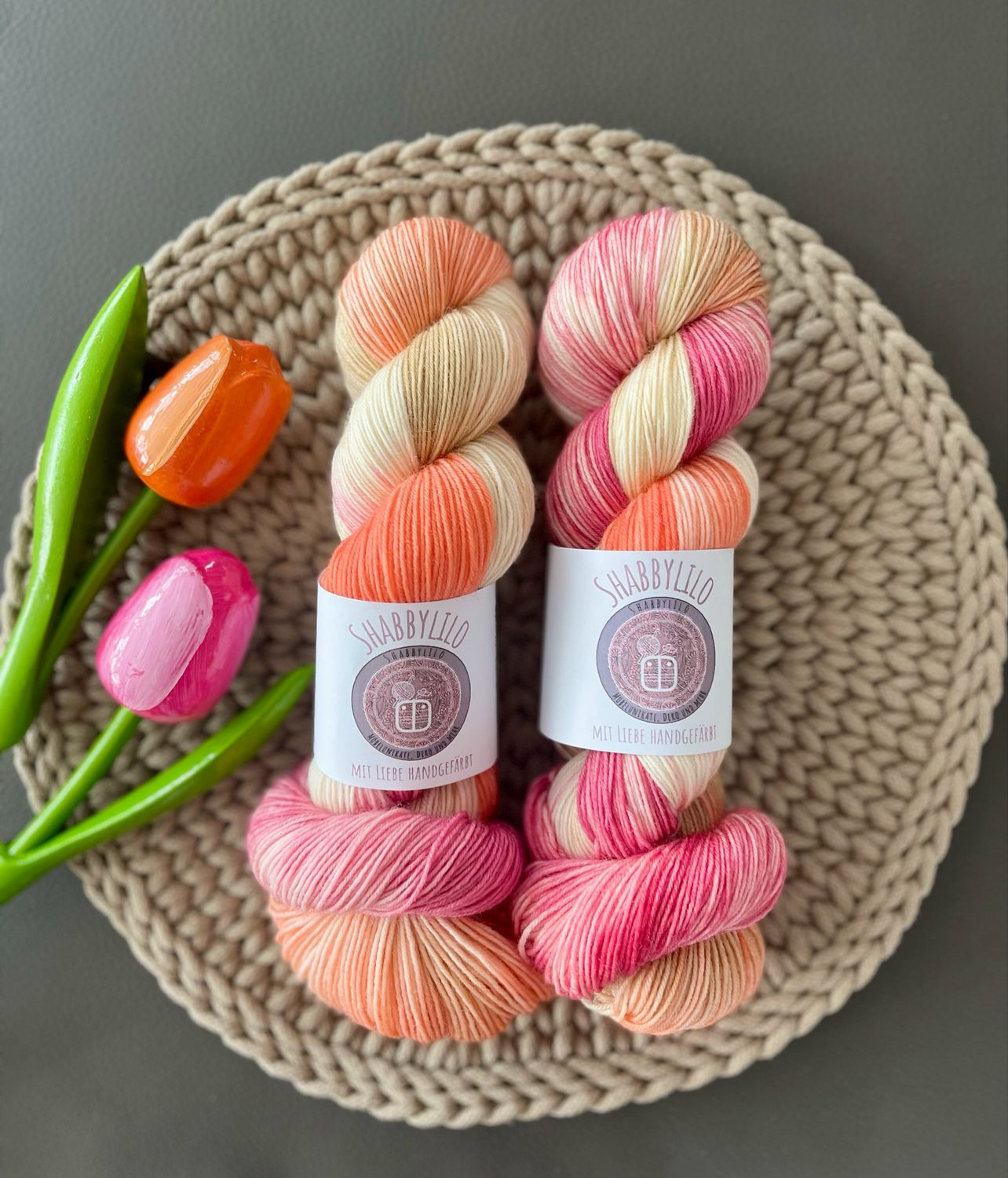 Sockenwolle 4-fach, 100g, Merino "Pfirsichsorbet"