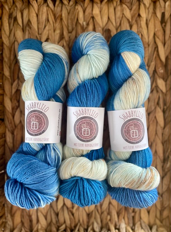 Sockenwolle 4-fach, 100g, Merino extrafine "Meereswellen"