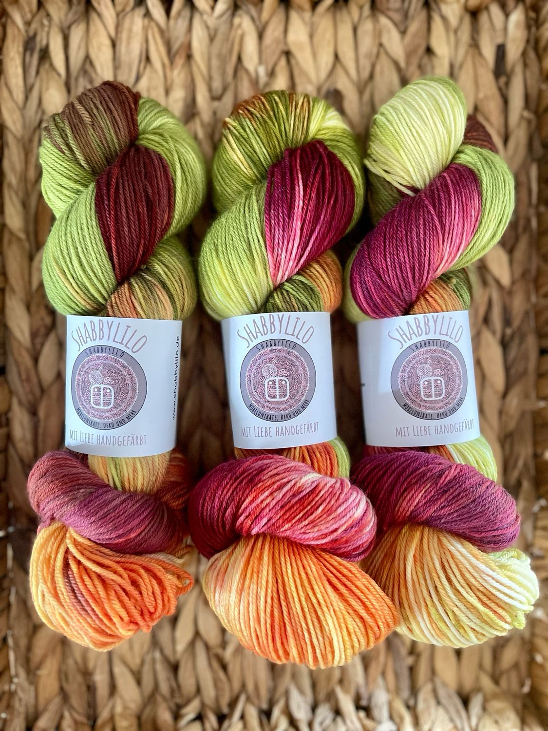Sockenwolle 4-fach, 100g, Merino extrafine "Apfelernte"