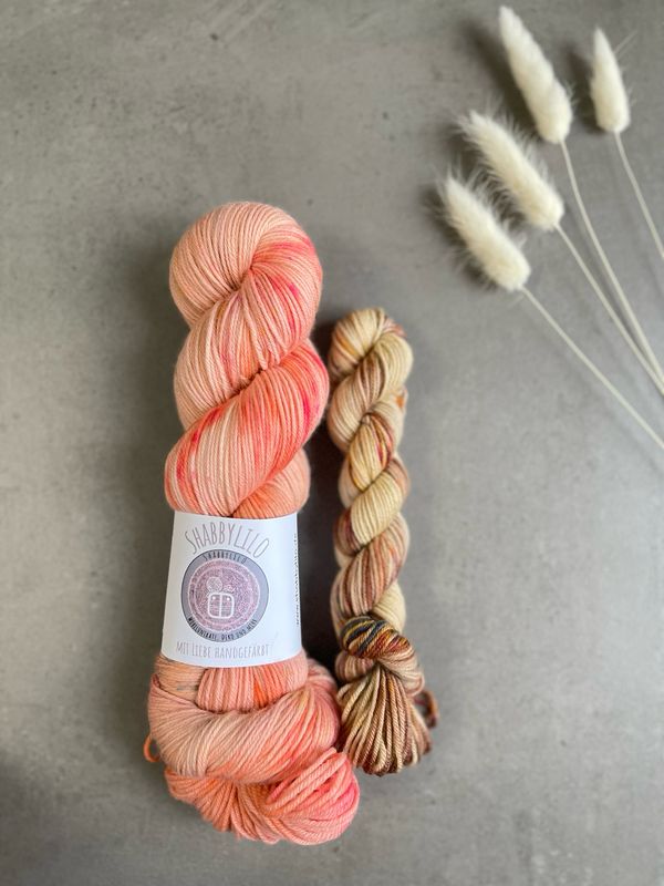 Sock-Set 4-fach, 100g + 20g Mini, Merino extrafine "wilder Pfirsich"