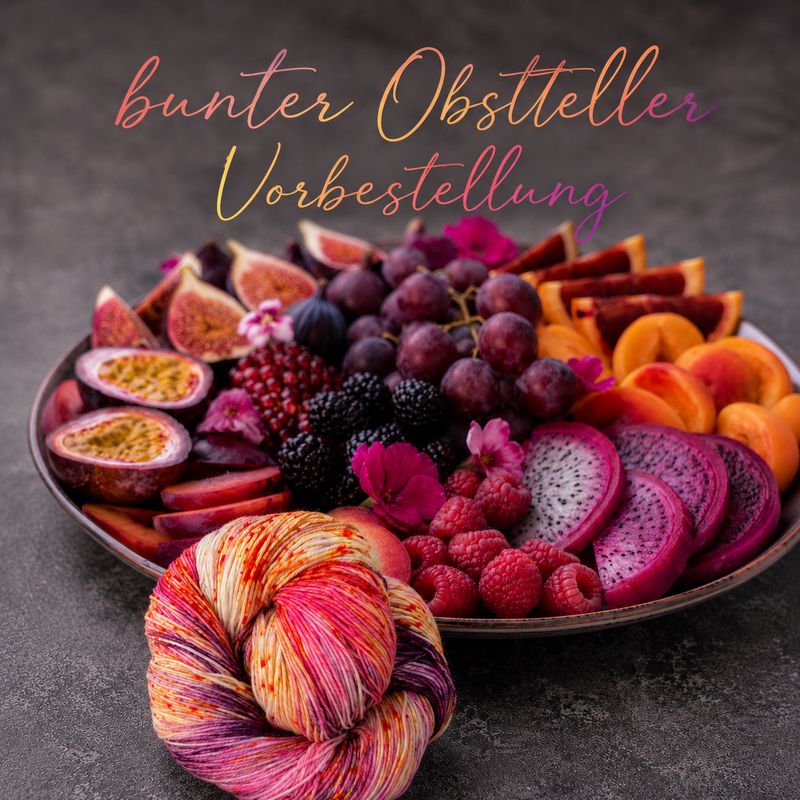 Sockenwolle 4-fach, 100g, Merino extrafine Sockenwolle 4-fach, 100g, Merino extrafine "bunter Obstteller" VORBESTELLUNG