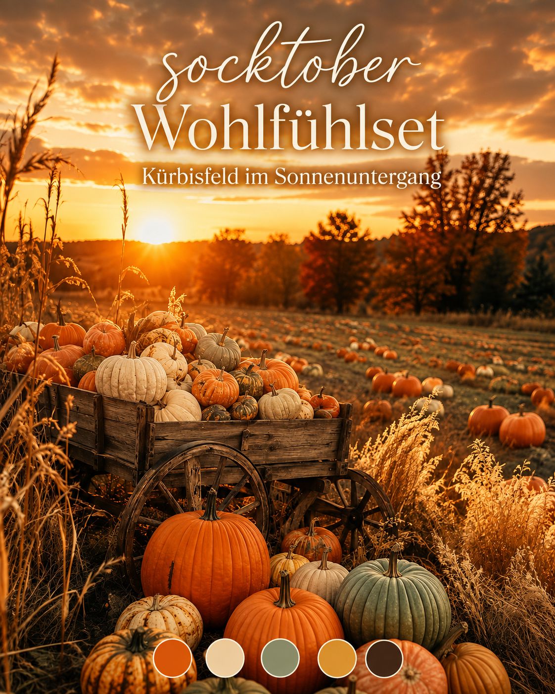 Socktober-Wohlfühlset Socktober-Wohlfühlset "Kürbisfeld im Sonnenuntergang" VORBESTELLUNG