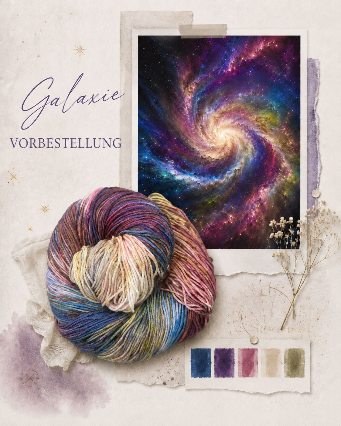 Sockenwolle 4-fach, 100g, Merino extrafine Sockenwolle 4-fach, 100g, Merino extrafine "Galaxie" VORBESTELLUNG