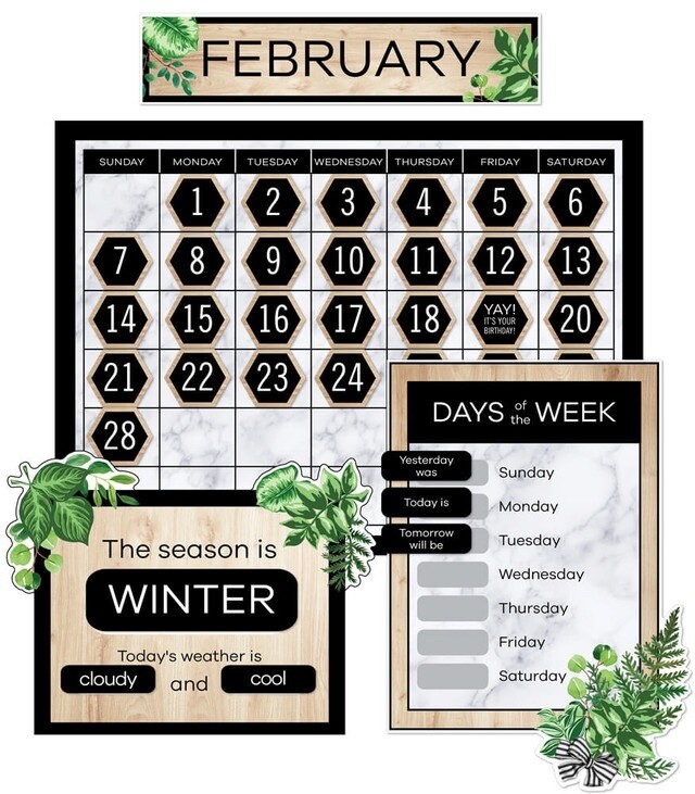 Simply Boho Calendar Bulletin Board Set