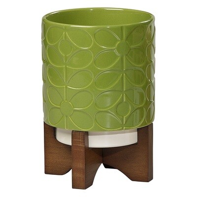 ORLA KIELY CERAMIC PLANT POT WITH WOODEN STAND