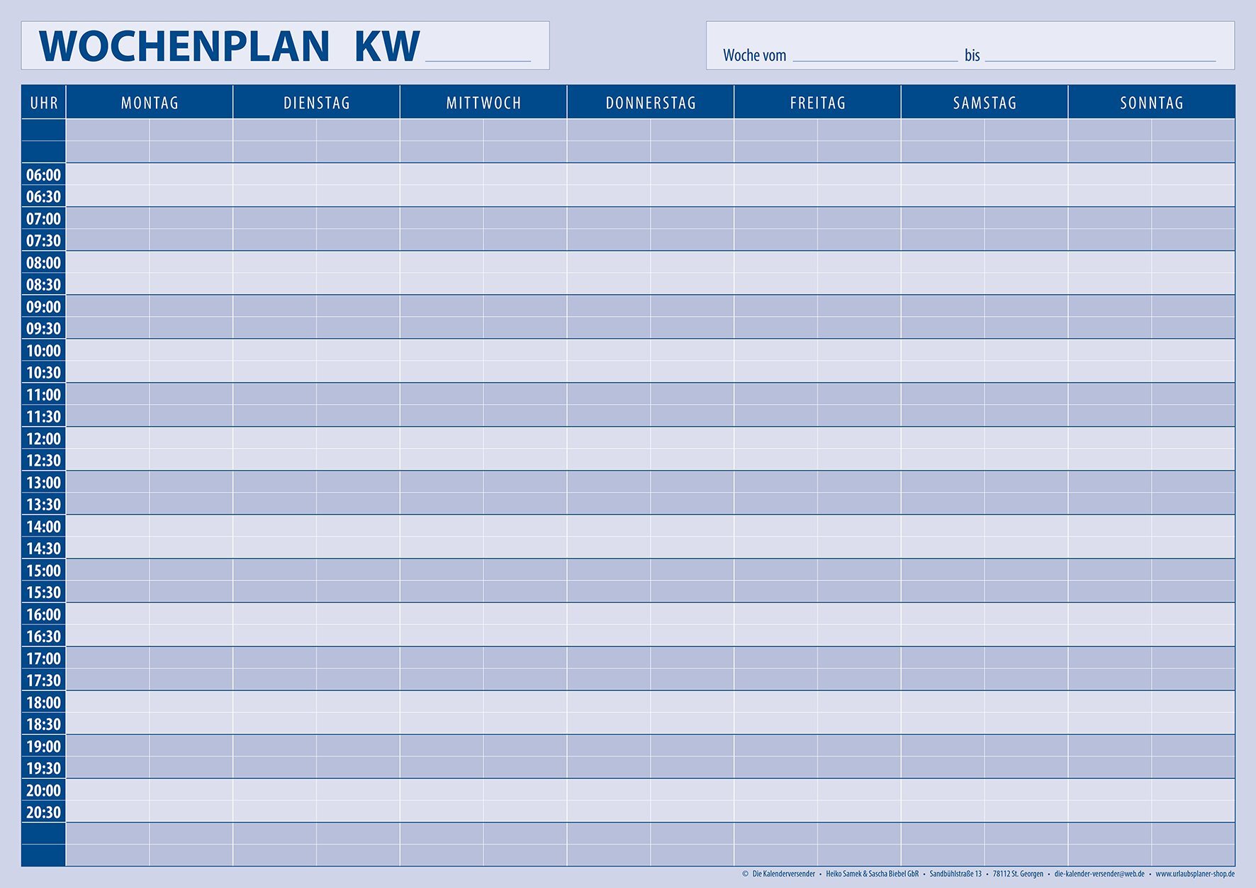 Wochenplan Baustellenplan DIN A2 abwischbar