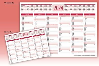 A4 Tischkalender 2024 rot