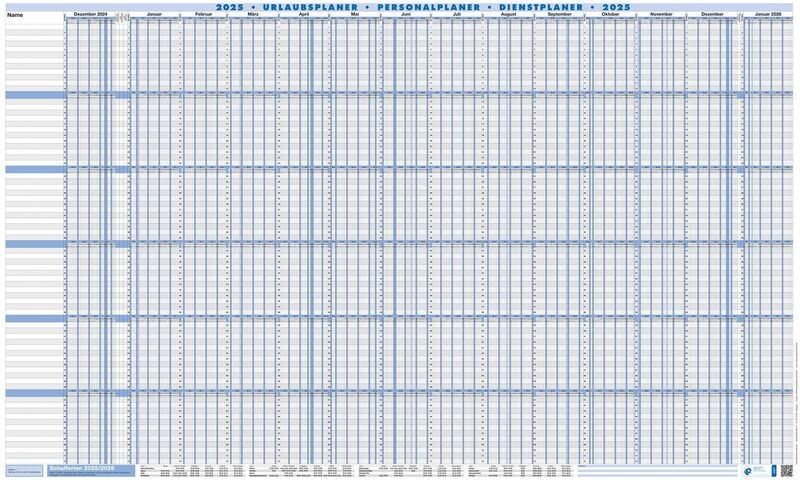 SUPER-SIZE Urlaubsplaner Personalplaner 2025