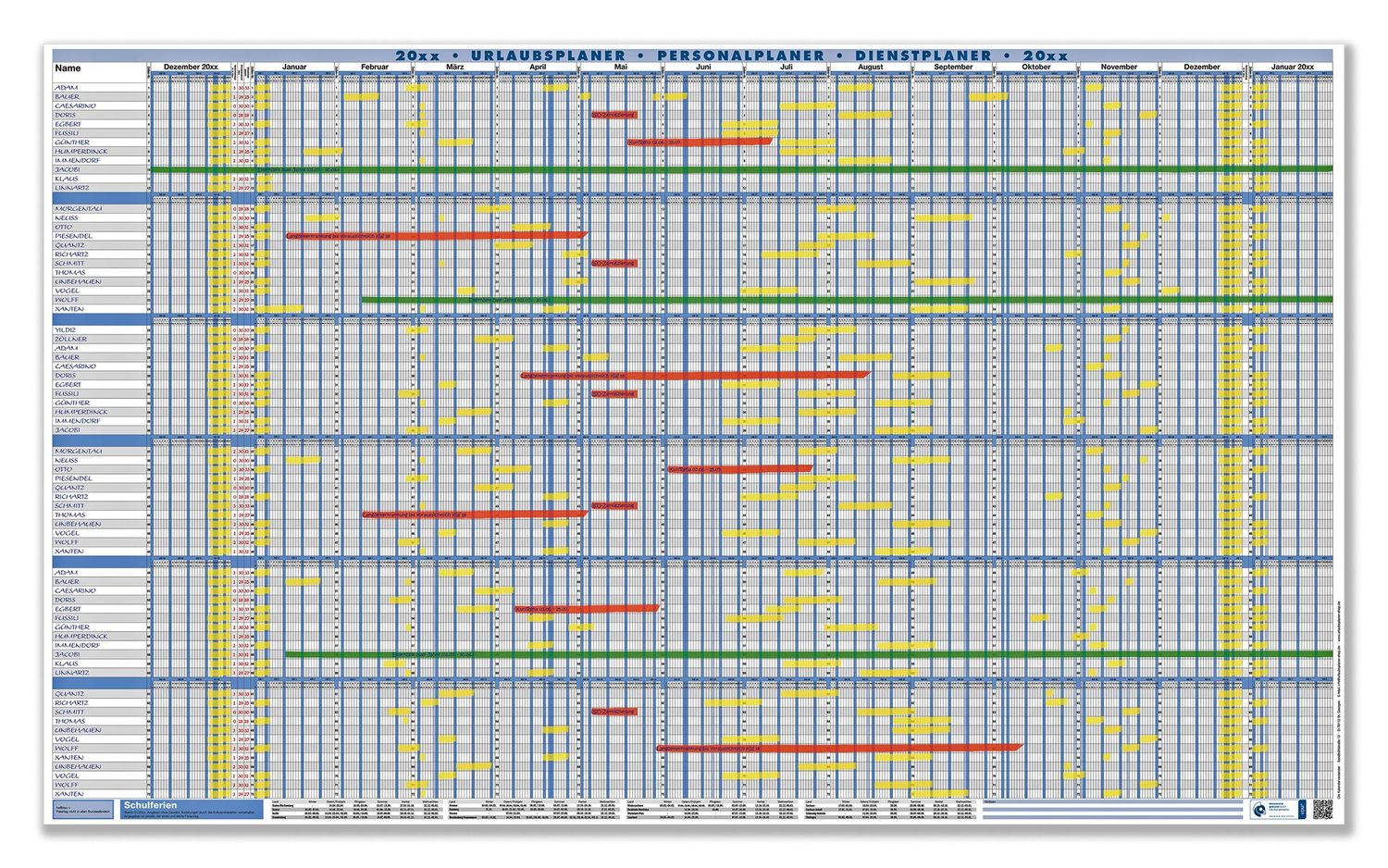 SUPER-SIZE Urlaubsplaner Personalplaner 2027