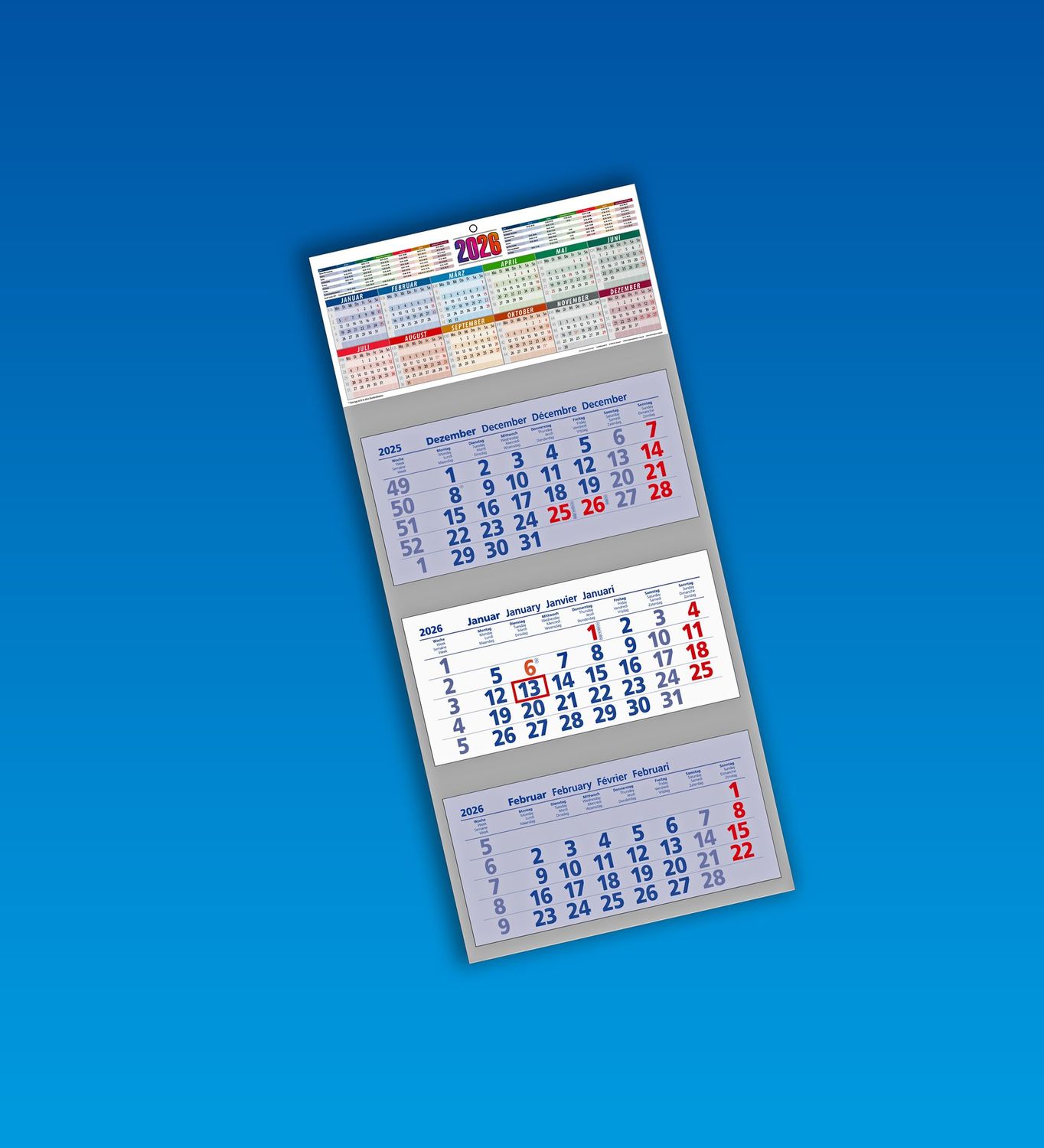 3-Monatskalender / Jahreskalender 2026