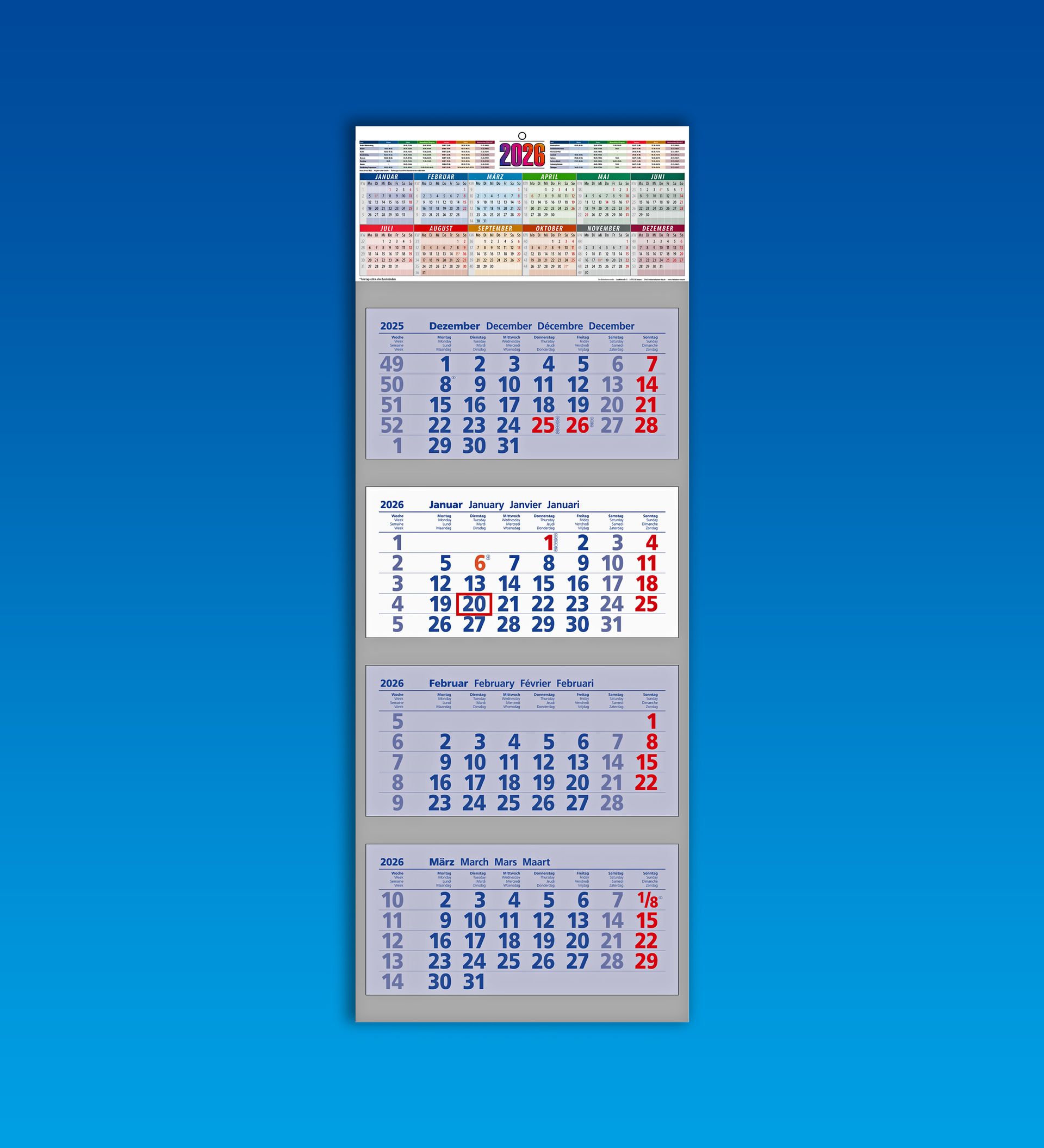 4-Monatskalender / Jahreskalender 2026