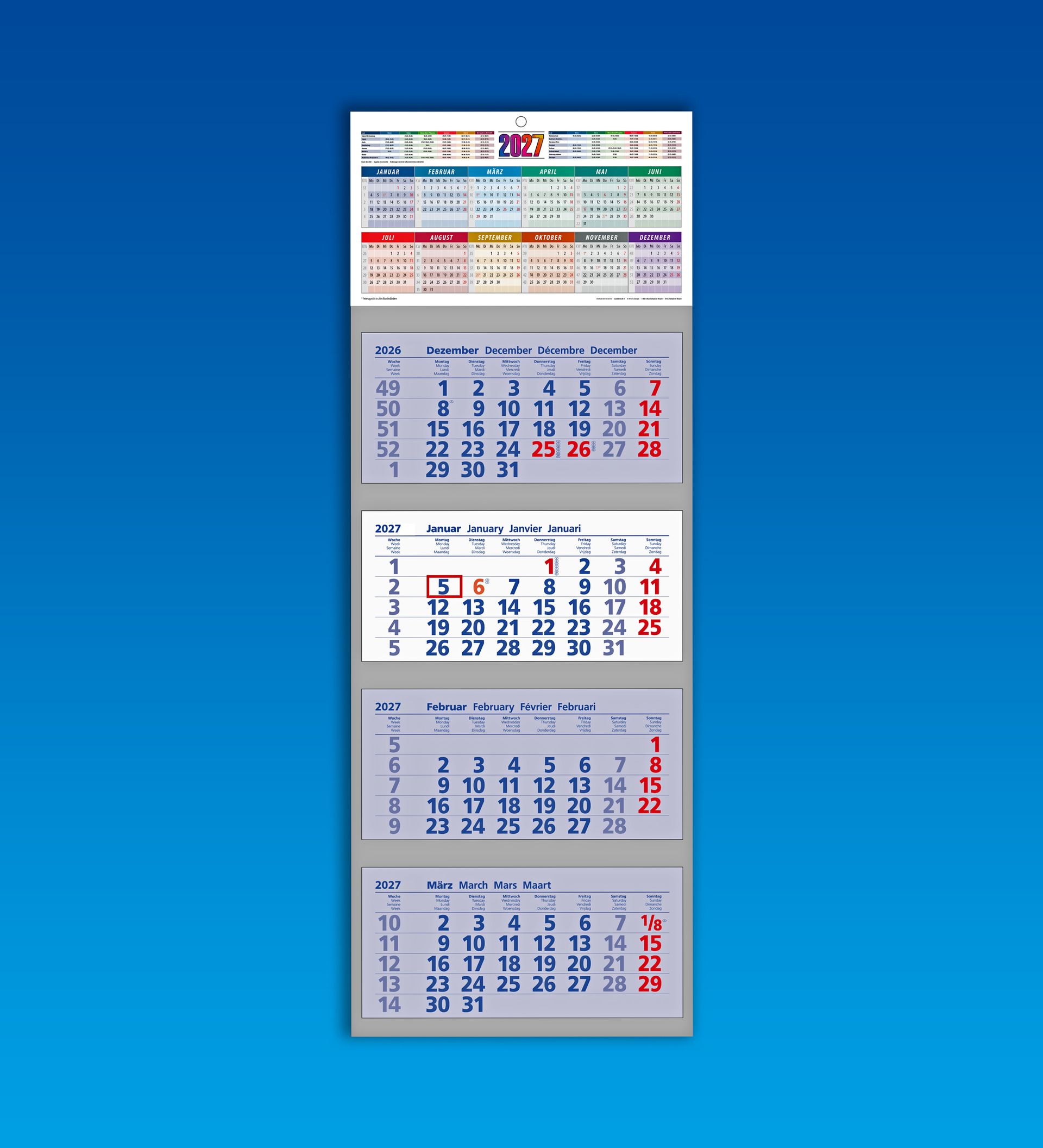 4-Monatskalender / Jahreskalender 2027