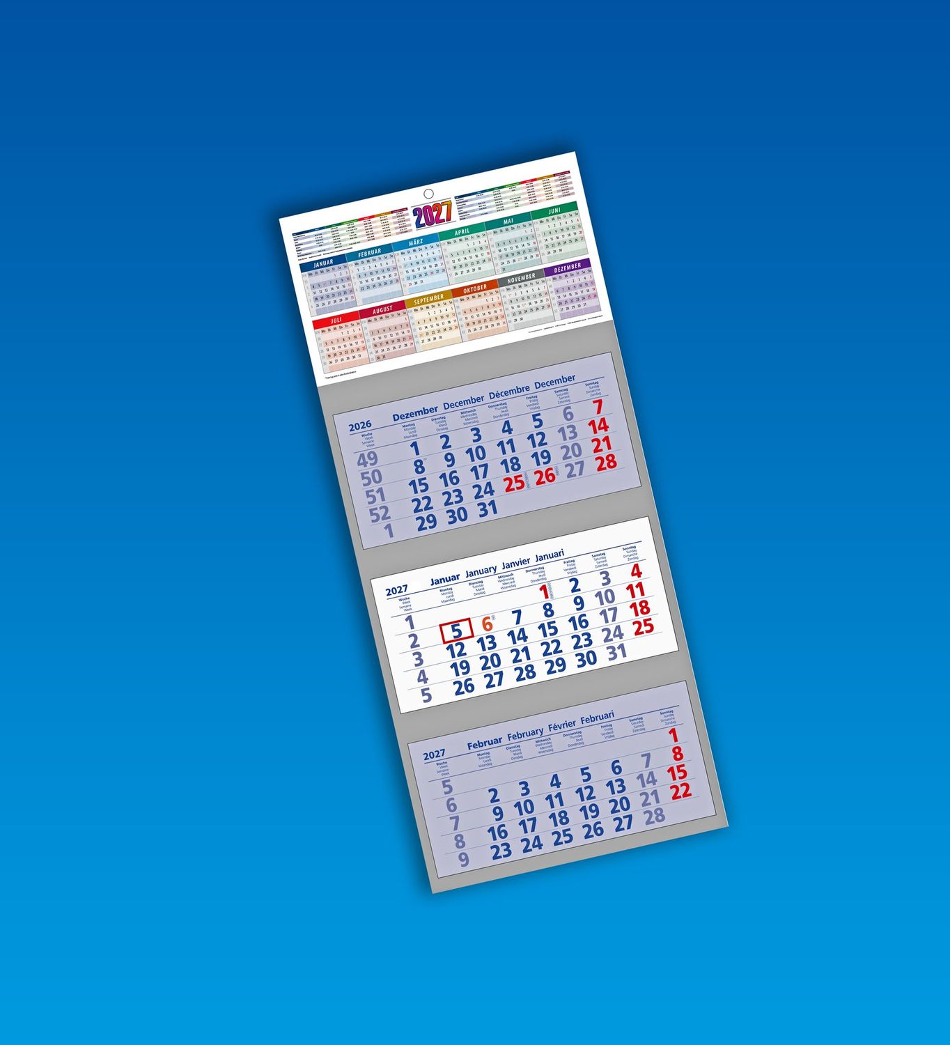 3-Monatskalender / Jahreskalender 2027
