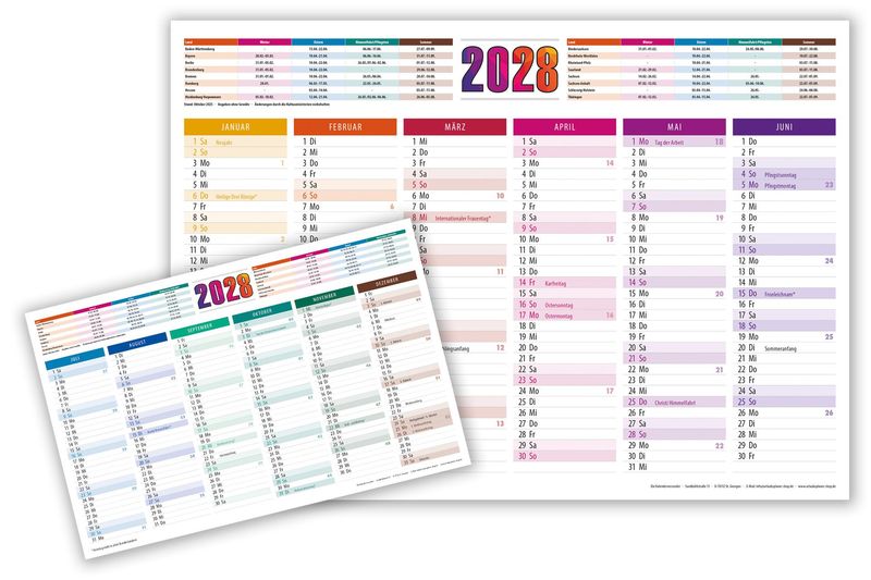 A4 Tischkalender 2028 Multicolor A4 Tischkalender 2028 Multicolor