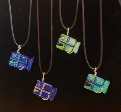 Square Grouper Dichroic Glass Necklace