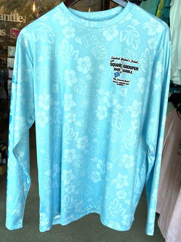 Square Grouper Aloha Seafoam Blue Long Sleeve