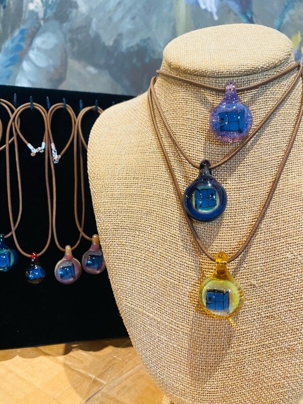 Blown Glass Square Grouper Pendant
