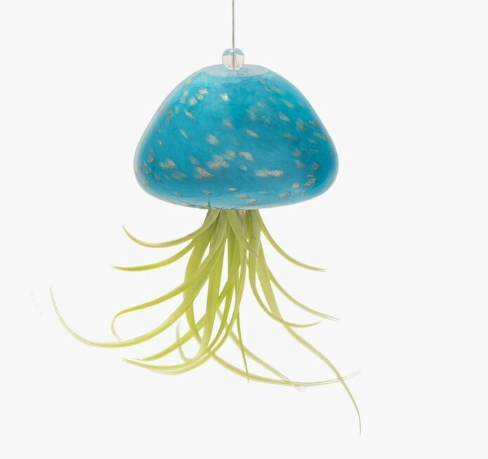 Hand blow Art Glass Jellyfish Air plant Holder