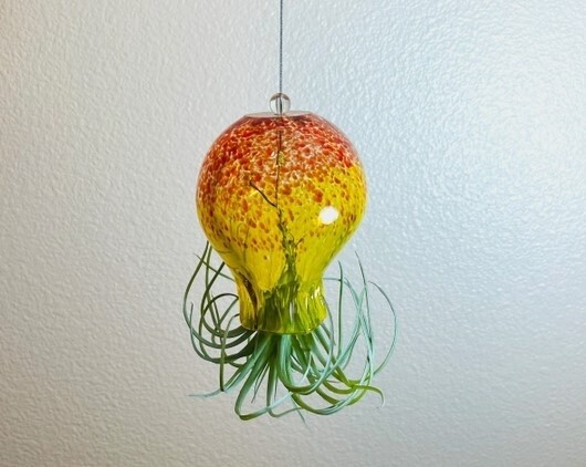 Hand Blown Art Glass Octopus Air Plant Holder