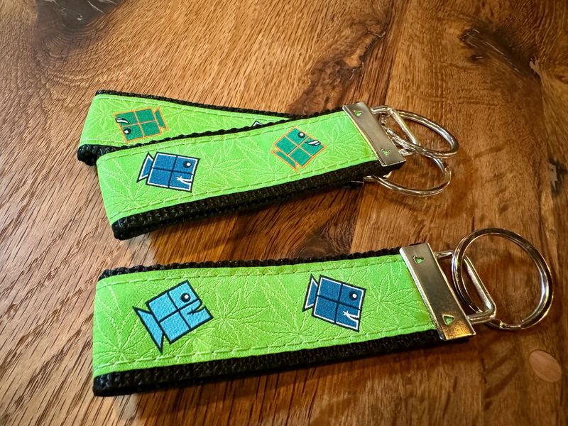 Key Ring on Custom Ribbon on Black Nylon