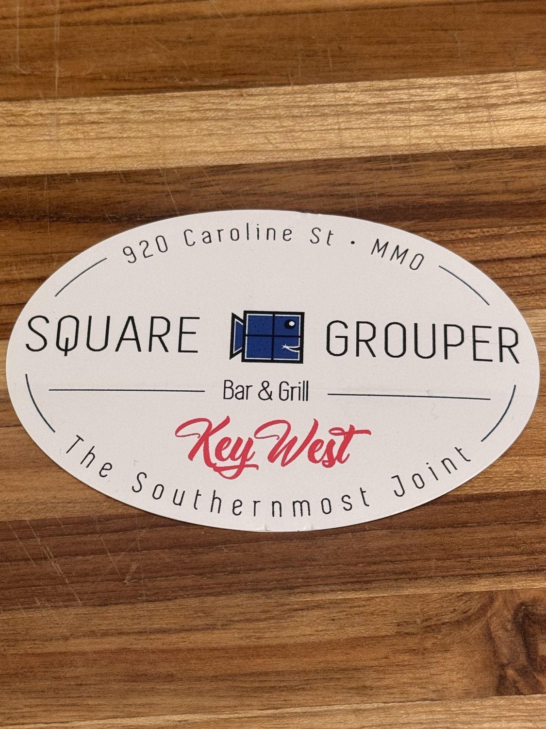 Square Grouper Key West Sticker - Oval