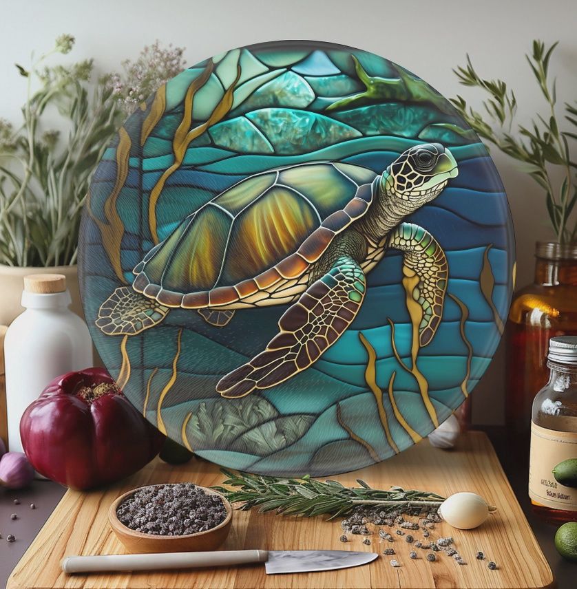Fernville Creations Serving Trays, Design: 8&quot; Round Turtle