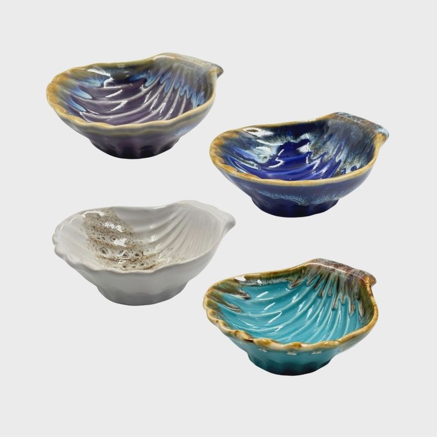 Ceramic Clam Shell Trinket Dish, Colour: Cobalt