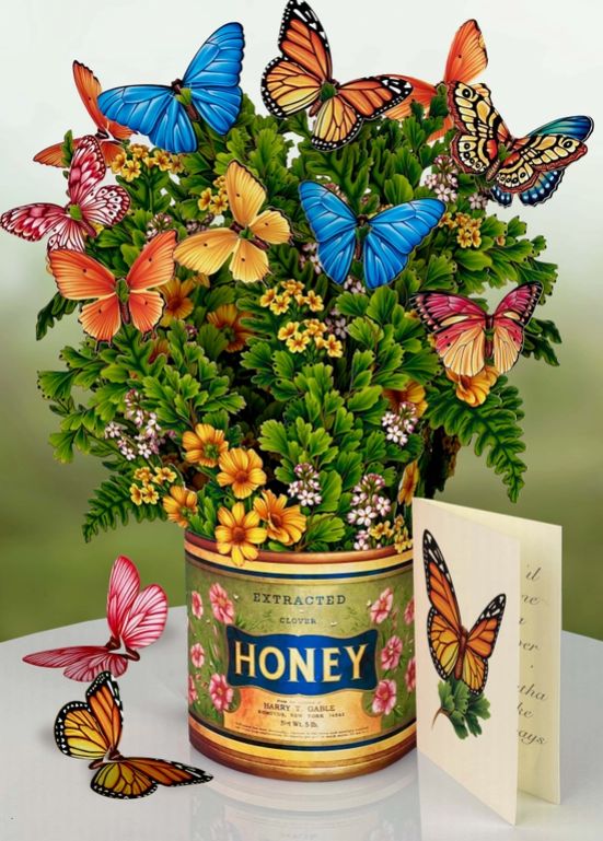Pop Up Paper Cut Flower Cards, Design: Butterflies &amp; Buttercups