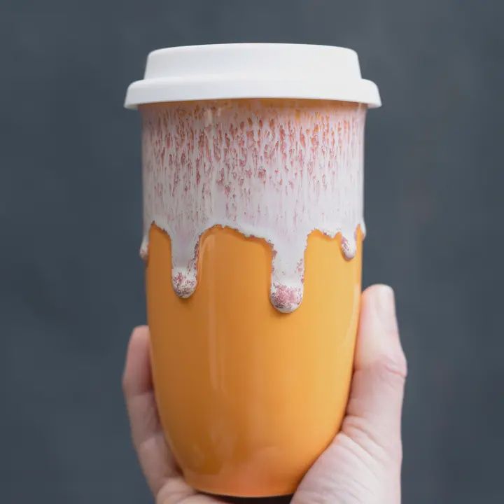 Ceramic Travel Mugs, Style: Grapefruit 16oz