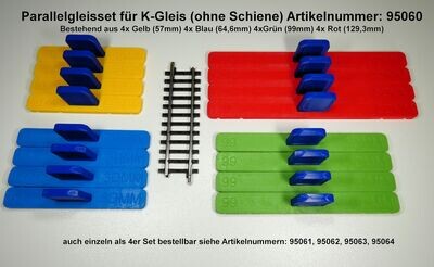95060 Parallelgleis-Fixierset (K-Gleis) 16er-Pack (Set mit 4x Gelb, 4x Blau, 4x Grün, 4x Rot)
