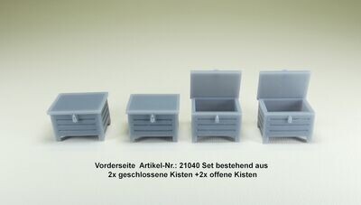 21040 Gleiskiste (DB-Zubehör) H0 Set mit 4 Stück (2x offen+2x geschlossen)
