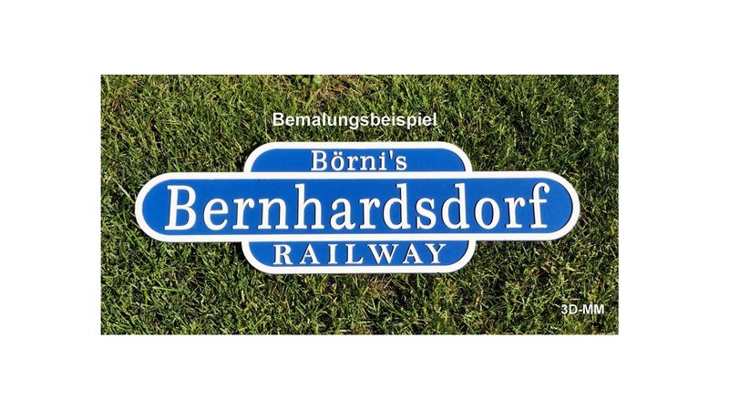 76130 Bahnhofsschild - Holz mit 3 Linien zum Selbstgestalten 76130 Bahnhofsschild - Holz mit 3 Linien zum Selbstgestalten