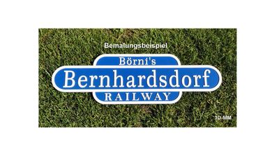 76130 Bahnhofsschild - Holz mit 3 Linien zum Selbstgestalten 76130 Bahnhofsschild - Holz mit 3 Linien zum Selbstgestalten