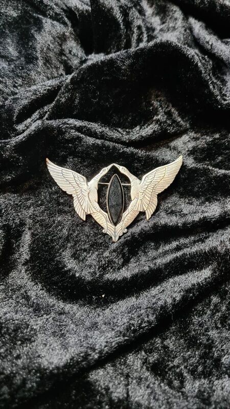 Jugendstil Brosche "Zwei Vögel"