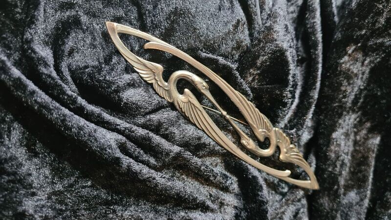 Jugendstil Brosche "Küssende Kraniche"